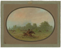 Defile of a Camanchee War Party by George Catlin