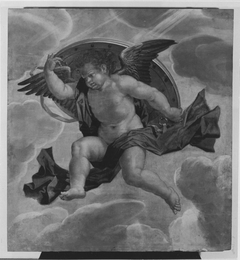 Fliegender Engel mit Schild by Peter Candid