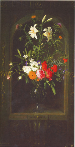 Flowers in a glass vase in a decorated niche, 1660 by Daniel Seghers