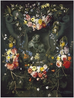 Garlands of Flowers surrounding the Virgin, the Child and Little Saint John by Daniel Seghers