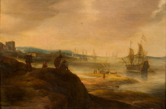 Gezicht op een baai met schepen by Noordelijke Nederlanden