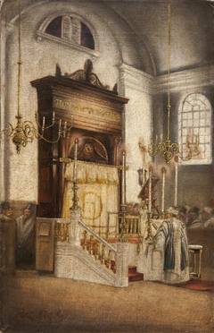 Grote Verzoendag in de synagoge Utrecht by Johan Paul Constantinus Grolman