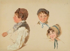 Heads of Children, Boy and Girl, Three Studies by Hopkins Horsley Hobday Horsley