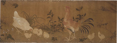 Hen, Cock and Chickens by Anonymous