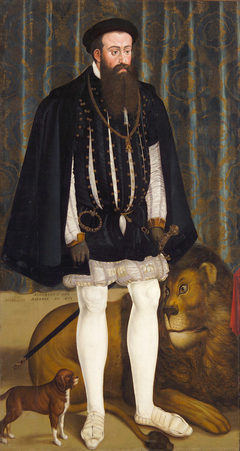 Herzog Albrecht V. (1528-1579) von Bayern mit einem Löwen
