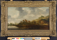 Heuvelig landschap met veehoeder by Salomon van Ruysdael