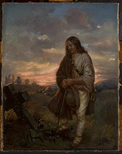 Highlander at a grave by Antoni Kozakiewicz