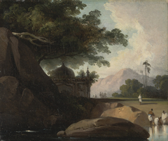 Indian Landscape with Temple by George Chinnery