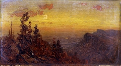 Indians at Campfire--Moon Rising by Sanford Robinson Gifford