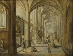 Interior of a Gothic Church by Hendrik van Steenwijk II