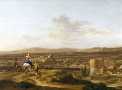 Italian Landscape with Figures and Animals: a Village on a Mountain Plateau by Nicolaes Pieterszoon Berchem