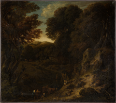 Italian Wooded Landscape with Cattle Pond by Cornelis Huysmans