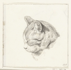 Kop van een kat, naar links by Jean Bernard