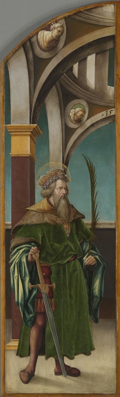 Kreuzigungsaltar, linke Flügelaußenseite: Hl. Sigismund by Hans Burgkmair the Elder