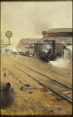 La remise des locomotives aux Batignolles by Ernest Jean Delahaye