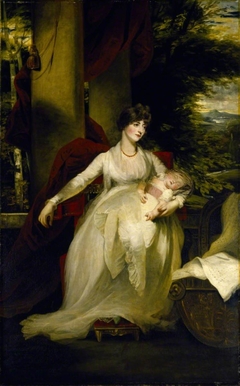 Lady Caroline Paget, Lady Capel (1773-1847) holding her daughter Harriet, later Mrs David Okenden Parry-Okenden (1793 -1819) by John Hoppner