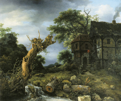 Landscape with a Half-Timbered House and a Blasted Tree by Jacob van Ruisdael