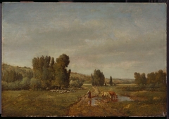 Landscape with a Peasant Watering her Cows by Théodore Rousseau