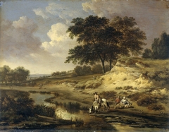 Landscape with a Rider Watering his Horse at a Brook by Jan Wijnants