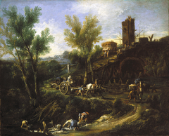 Landscape with Gypsies and Washerwomen by Alessandro Magnasco