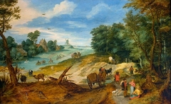 Landscape with travellers and cattle by Jan Brueghel the Elder
