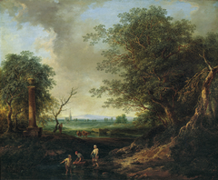 Landschaft mit Säule by Christian Hilfgott Brand