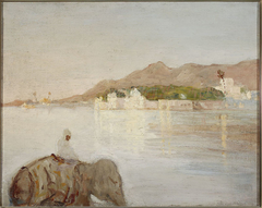 Maharajah Palace at the Udaipur lake. From the journey to India by Jan Ciągliński