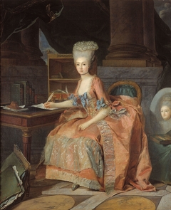 Maria Theresa of Savoy with a portrait of her sister in law Marie Clotilde of France to the right by Lié Louis Périn-Salbreux