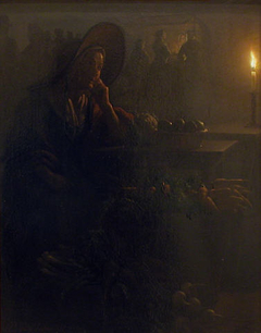 Market woman by candle-light
