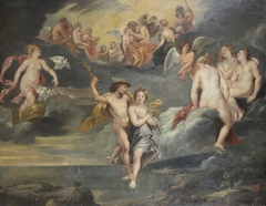 Mercury escorting Psyche to Mount Olympus and her marriage with Amor