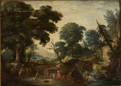 Mountain landscape with staffage