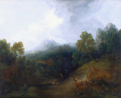 Mountain Valley with Figures and Distant Village