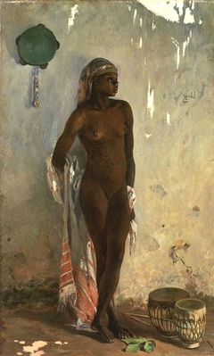 Nude female slave with tambourin