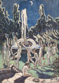 Nudes Dancing round a Fountain by Moonlight by Mainie Harriet Jellett