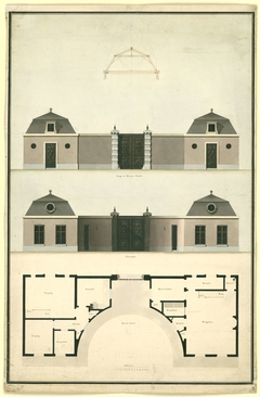 Ontwerp voor een poortgebouw annex kantoor by Abraham van der Hart