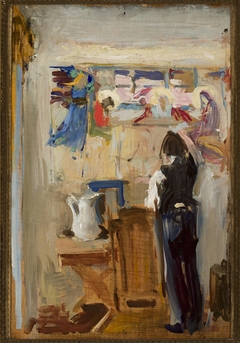 Painter Janusz Nawroczyński in the studio, sketch