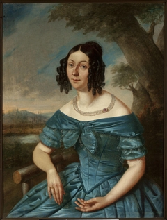 Portrait of a lady in a blue dress by Anonymous
