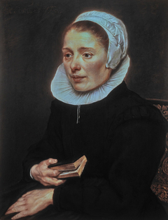 Portrait of a seated woman holding a book by Jan Hals