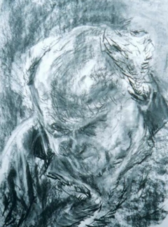 Portrait of Denis Goldberg. Charcoal, 2002. Liliesleaf Museum, Johannesburg by Paul Trewhela