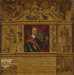 Portrait of Oliver Cromwell, in a Frame with Allegorical Figures and Historical Representations by Unknown Artist