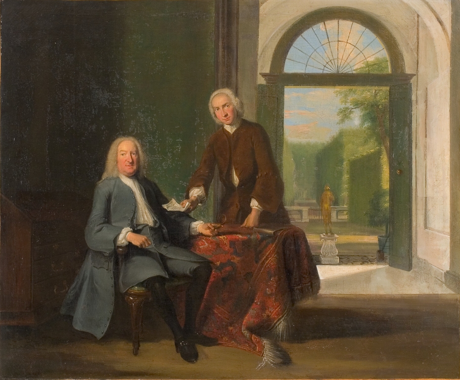 Portret van twee mannen in een interieur