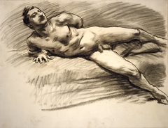 Recumbent Male Nude Leaning on His Right Forearm by John Singer Sargent