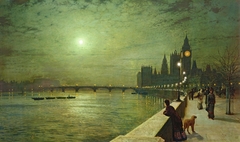 Reflections on the Thames, Westminster by John Atkinson Grimshaw
