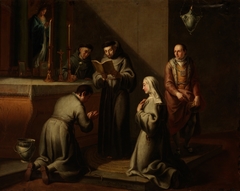 San Francisco impone hábito de la Orden Tercera al caballero Luquerio y a su esposa Buenadonna by Manuel de la Cruz
