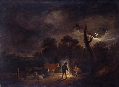 Shepherds with their Flocks by Night by Anonymous