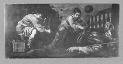 sleeping man with 2 children by Bernhard Keil