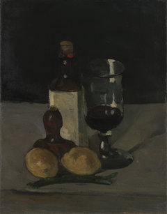 Still Life with Bottle, Glass, and Lemon (Bouteille, verre et citrons) by Paul Cézanne