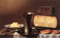 Still-Life with Glass, Cheese, Butter and Cake by Floris van Schooten