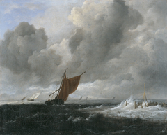 Stormy Sea with Sailing Vessels