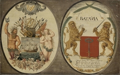 The Arms of the Dutch East India Company and of the Town of Batavia by Jeronimus Becx II
